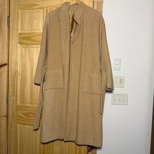 1970s Vintage Women’s Tan Long Wool Trench Coat